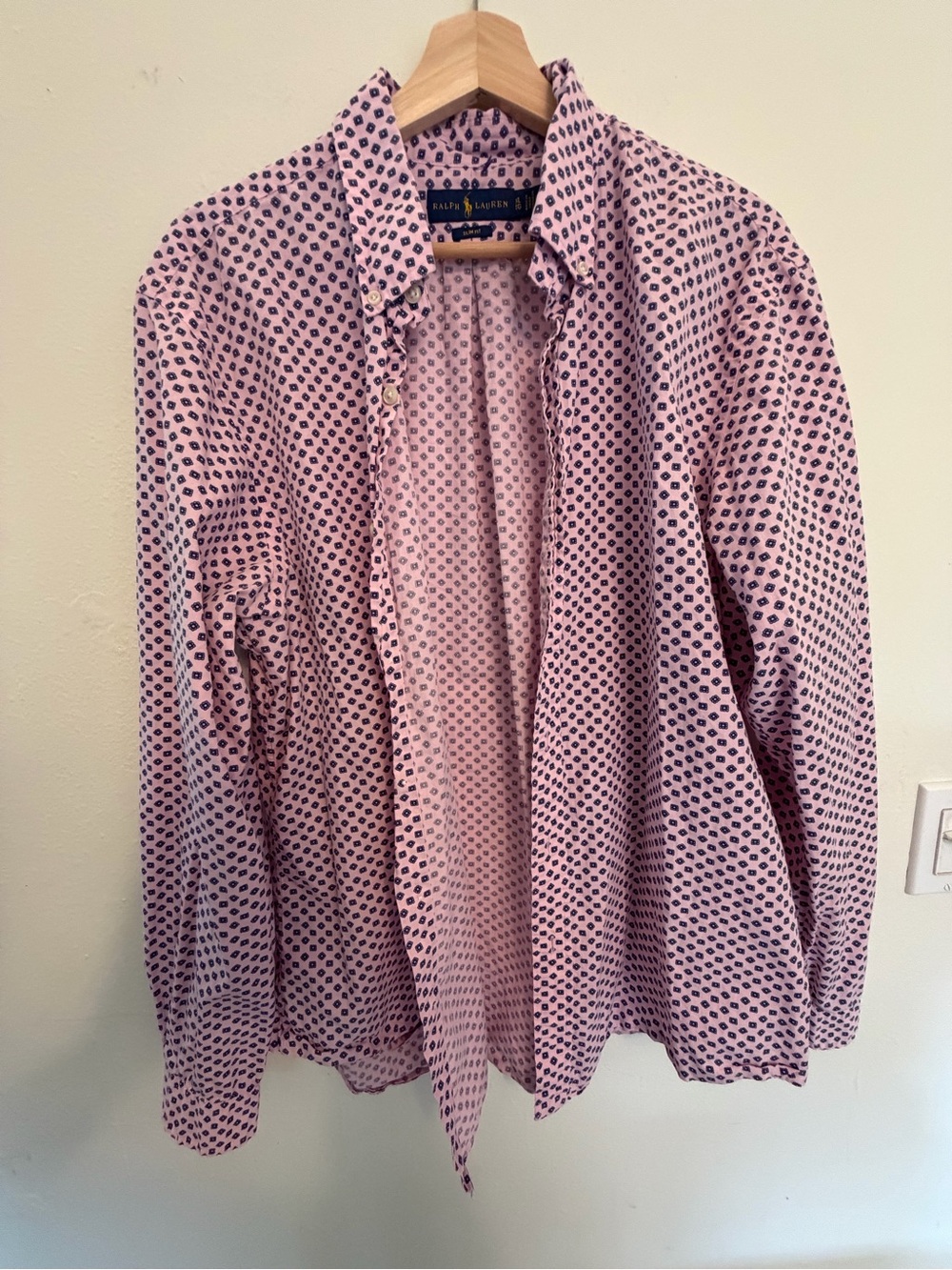 Ralph Lauren Pink Shirt with Navy Dot Print